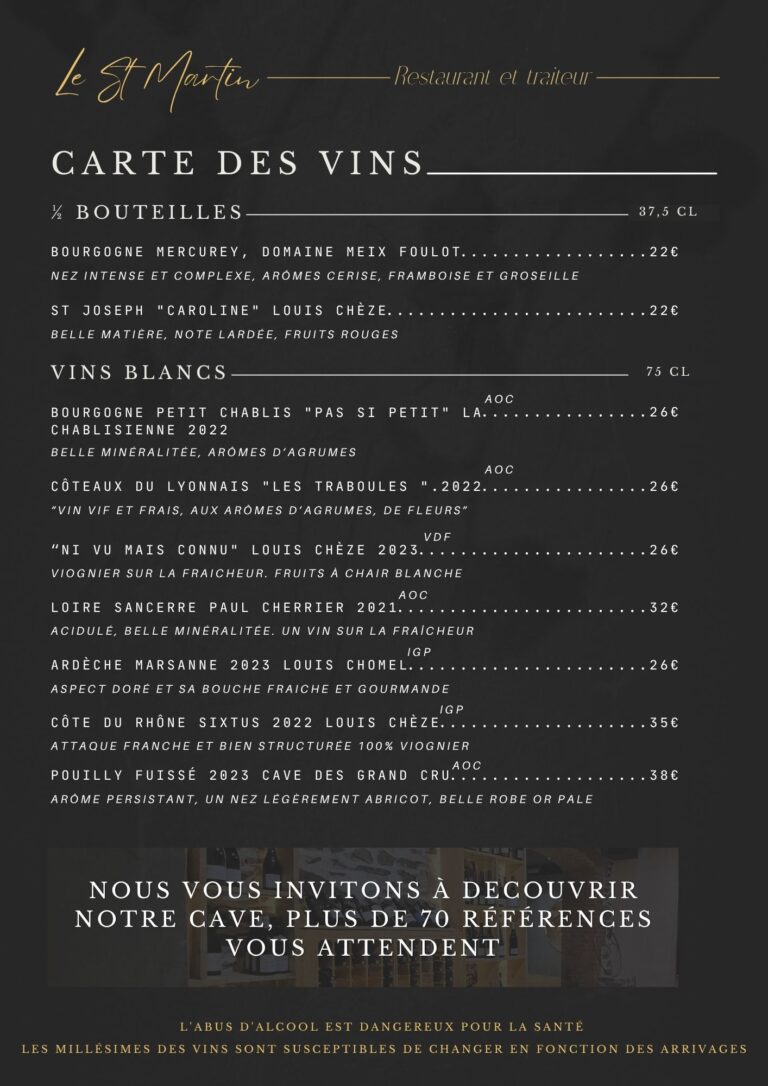 Carte des vins