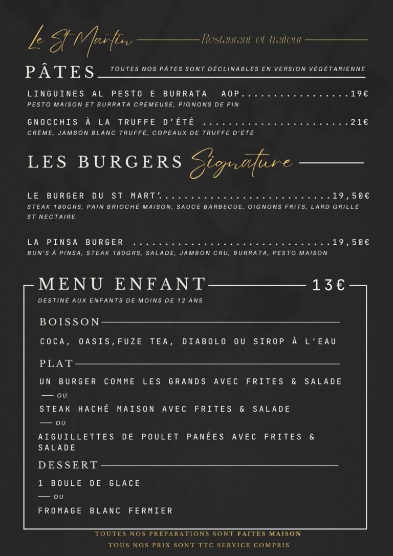 burger et menu enfant