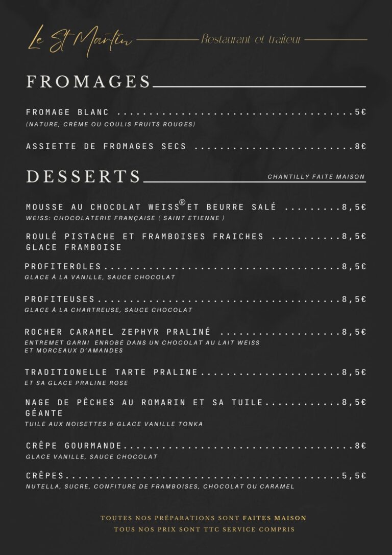 fromages et desserts